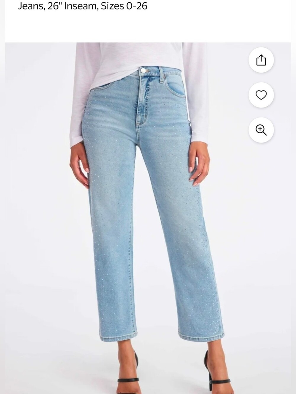 SOFIA VEGARA Lana High Waist Cropped Jeans Light Blue Embellished Detail Sz 14L
